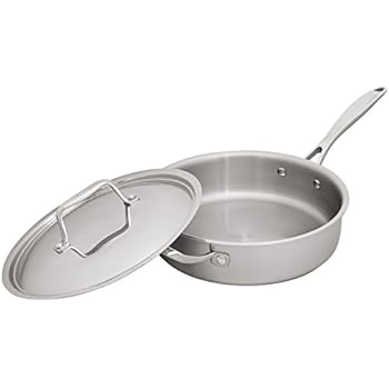 Stone & Beam Saute Pan With Lid, 3-Quart, Tri-Ply Stainless Steel