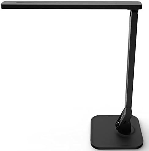 LAMPAT Dimmable LED Desk Lamp, 4 Lighting Modes (Reading/Studying/Relaxation/Bedtime), 5-Level Dimmer, Touch-Sensitive Control Panel, 1-Hour Auto Timer, 5V/1A USB Charging Port, Piano Black (2-Pack)
