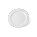 DELUXE PLASTIC PARTY DISPOSABLE PLATES | 6 Inch Hard Wedding Dessert Plates | White with Silver Rim, 40 Pack | Elegant & Fancy Heavy Duty Party Supplies Plates for all Holidays & Occasions