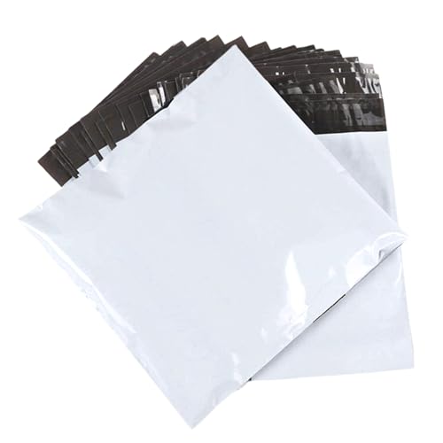 100 Shipping Bags 38 x 52 cm White Plastic Envelopes Opaque Self Adhesive Waterproof and Strong Packaging Envelopes Packaging for Clothes, Books, Shoes and Mailing Packages