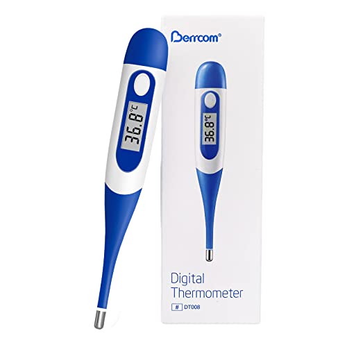 Thermomètre Flexible pour Adultes et Enfants, Berrcom Thermomètre Buccal Médical et Pour Avant-Bras étanche avec Alarme de Fièvre