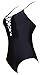 One Pieces Solid Floral Pin Up Sexy Women Front Strappy Cross Swimwear-KJQ999-BK4 Black