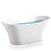 Freestanding Bathtub – 60 Inch Glossy White Acrylic Bathtub – Modern Flat Bottom Stand Alone Tub – Luxurious Tub