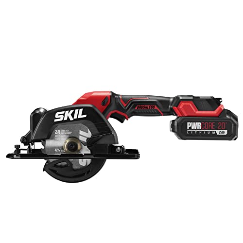 Skil PWRCORE 20 Brushless 20V 4-1/2 Compact Lightweight One-Hand  Circular Saw Kit with Up to 6,000 RPM Inc