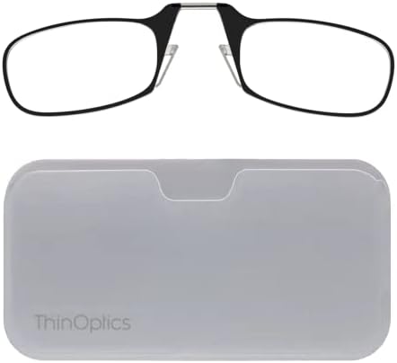 ThinOptics Universal Pod Rectangular Reading Glasses, Black Frames