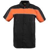 Milwaukee Leather Men’s Classic Button-Up Mechanic Durable Work Shirt - Short Sleeve Cotton Twill Garage Shirt