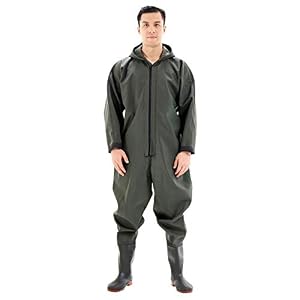 Pêche Waders, Combinaison De Pêche Poitrine Wader Avec Capuchon De Pluie étanche Imperméable Chasse Travailler Sous L’eau Pêche (color : A-2, Size : 46)
