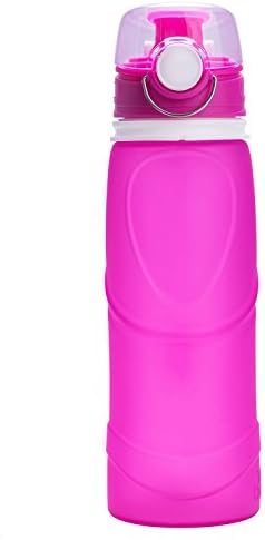 ToFuture 750ML Medical Silicone Squeezable Foldable Protable Sport Folding Collapsible Water Bottle Leak Proof SilicaGel Biking Camping Hiking Running Cup,Outdoor,Travel,Picnic BPA Free and FDA Rose