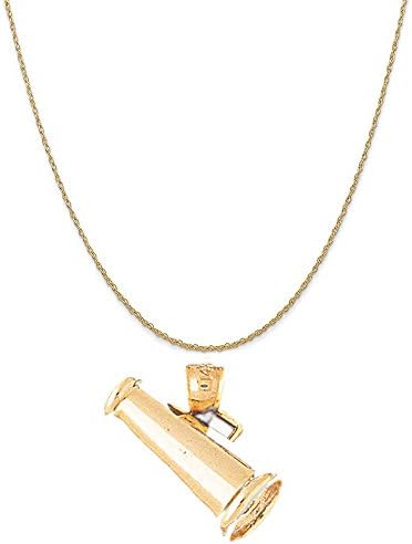 14k Yellow Gold 3-D Megaphone Pendant on a 14K Yellow Gold Rope, Box or Curb Chain Necklace