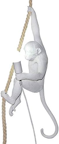 Chandelier Animal Chandelier, Monkey Lamp Nordic Lamp Decoration Chandelier Living Room Dining Room Corridor Wall Lamp Hemp Rope Lamp Personality Creative Lamp (Color: White)