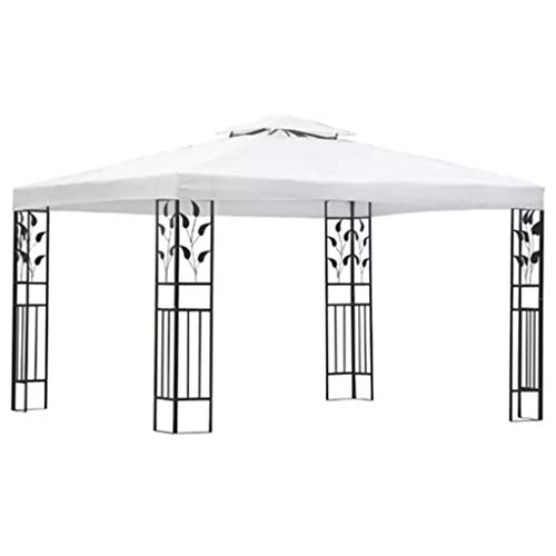 AyaMastro Outdoor White 157.5" L Gazebo Canopy Garden Tent Party Wedding Yard Sun Shade Ornate Floral Design w/Steel Frame with Ebook - Thumbnail 4