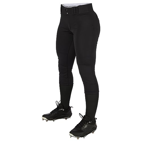 Photo 1 of CHAMPRO Women's Tournament Traditional Low-Rise Polyester Softball Pant, X-Large, Black