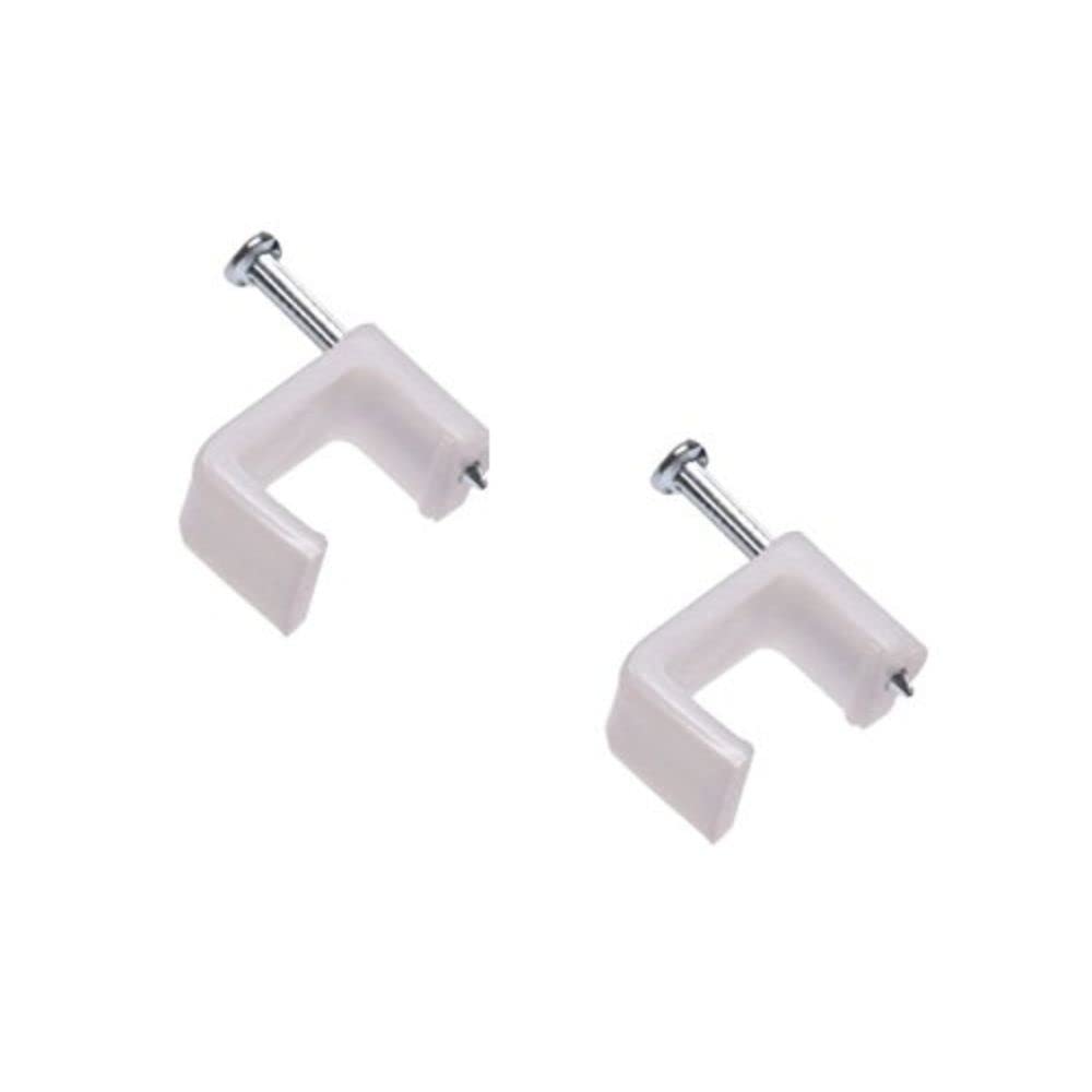 Merriway BH03747 (100 Pcs) Cable Clips Flat White Twin and Earth 4.0 mm - Pack of 100 Pieces