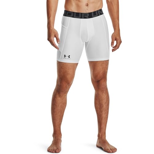Under Armour Men's Armour HeatGear Compression Shorts, White (100)/Black, Large…