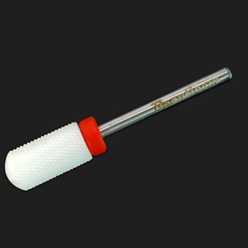 Beauticom Professional USA Ceramic White Smooth Top LARGE Barrel Antibacterial No Clogging Bit Nail Drill (Grit: FINE) 3/32" Shank Size