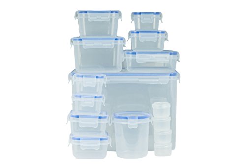 Lock & Stock Food Storage Containers, Round & Rectangular Container Food Storage Set, 15 Count
