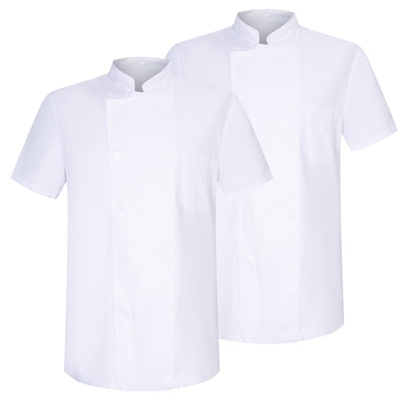 MISEMIYA - Confezione 2 unità -Chef Giacche Signore con Maniche Corte - Ref.8421 - Medium, Giacca da Cuoco 8421 - Bianco