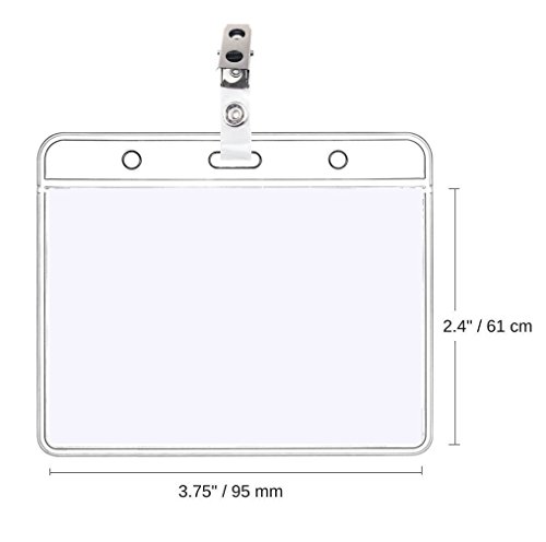 image for Mity Rain 20 Pack Horizontal ID Card Badge Holders & Metal Id Badge Ho