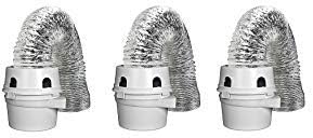 Dundas Jafine TDIDVKZW Indoor Dryer Vent Kit with 4-Inch by 5-Foot Proflex Duct, White (3-(Pack))