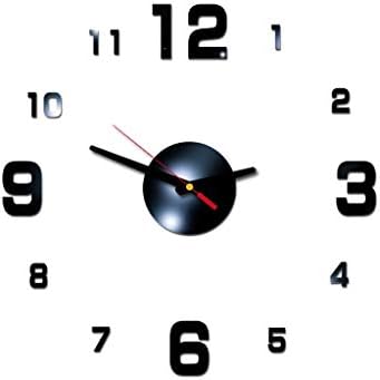 XuanhaFU Wall Stickers 3D DIY Roman Numbers Acrylic Mirror Wall Sticker Clock Home Decor Mural Decals (Black)