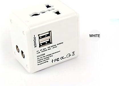 Travel Adapter,Airsspu Universal All in One Worldwide Travel Power Plug Wall AC Adapter Charger with Dual USB Charging Ports for US/EU/UK/AU (White)