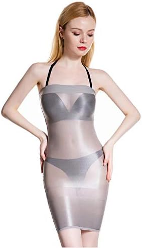 セクシー チューブトップ ミニドレス 光沢 テディ ボディスーツ ストラップレス ボディコン タイト ワンピース 透け透け