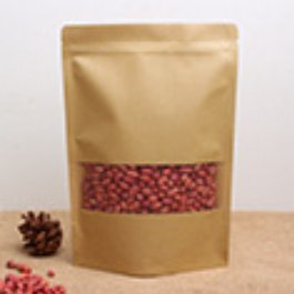50 Packs Kraft Paper Lock Stand Up Bags Resealable Pouches with Window (6