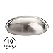 Alzassbg 10 Pack Brushed Satin Nickel Cabinet Cup Pulls, 3 Inch(76mm) Hole Centers Cabinet Handles Hardware Bin Cup Metal Drawer Pulls Handles AL3031SN