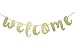 Welcome Gold Glitter Hanging Sign Banner- First Day of School, Classroom, Wedding, House, Home Decor (Gold) primary