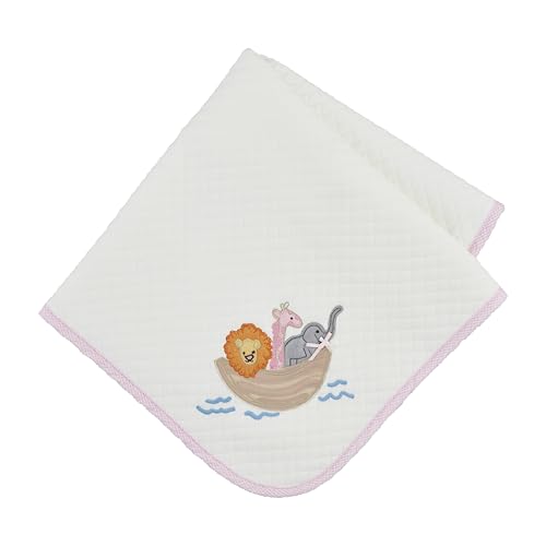 Mud Pie Children's Pink Noahs Ark Quilted Blanke