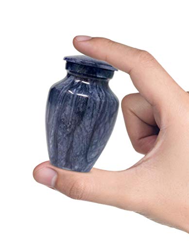 Set of 4 SmartChoice Keepsake Cremation Urns for Human Ashes - Handcrafted Funeral Memorial Mini Urns (Marbleized Blue)