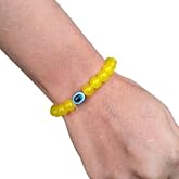 Beaded Stretch Bracelet Handmade Glass Bracelet for Women Men Colorful Crystal Beads Elastic Bead Bracelet, Evil Eye Bracelet, Rose Chalcedony Bracelet, Handmade Bracelet, Christmas Gifts