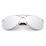 HDCRAFTER Metal Frame Mirrored Lens Sunglasses Polarized Aviators 60MM