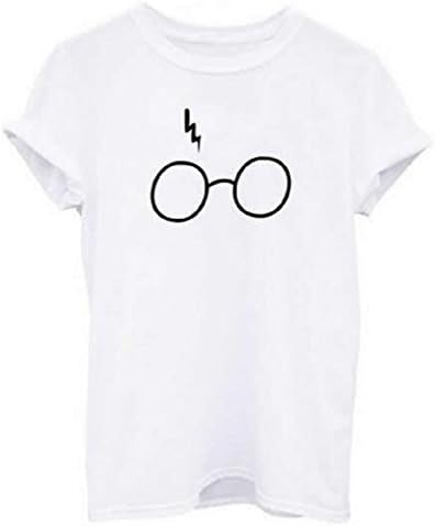 UR Ladies Women Harry Potter Glasses Cute Print Short Sleeve Crew Neck T-Shirts