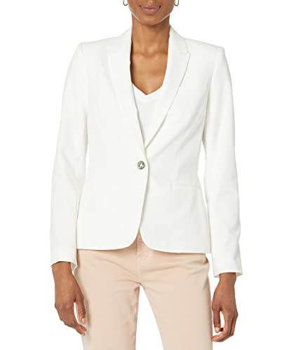 Tommy Hilfiger Women’s One Button Blazer Business Jacket with Flattering Fit and Single-Button, Ivory, 2