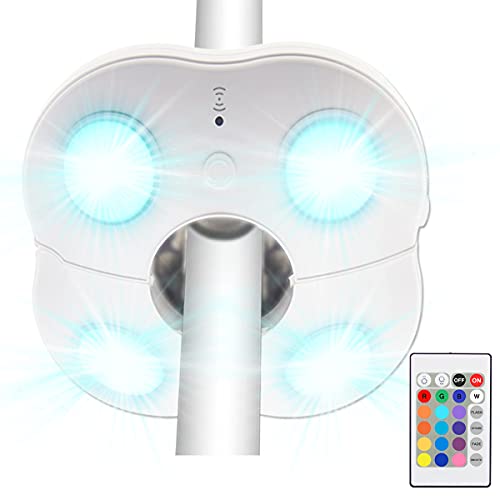 HONWELL LED Parasol Light Outdoor Patio Umbrella Light Battery Operated 16 RGB Colours Changing Dimmable Garden Umbrella Light Warm White Remote Controlled(White)