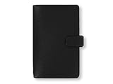 Filofax 022469 Saffiano Compact Black Organizer Agenda Diary Calendar with Free Jot Pad refill