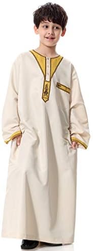 Palalibin Boys Robe,Mans Long Sleeve Solid Saudi Arab Islamic Muslim Dubai Robe for Male