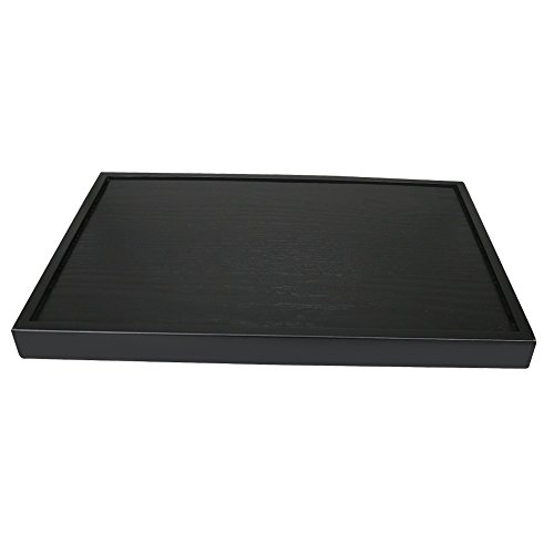 SILILUN Serving Tray Black Wood Tray Wooden Platter with Handle Easy Arrangement Breakfast Food Tray 15.7 x 11 x 1.57