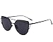 MERRY'S Fashion Metal Frame Flat Mirrored Lens Sunglasses Cat Eye For Women UV400 S7882 (Black, 56)
