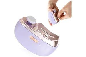 KIWTREBY Electric Nail Clipper, 2 in 1 Electric Nail Clippers for Seniors and Adults, Baby Easy Clip Nail Clippers with Polishing, Light & Storage, Smart Nail Clipper 2-Speed for Fingernail & Toenail (Pueple)
