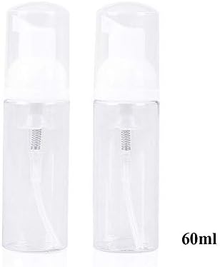 Viewnub 60ML Mini Foam Dispenser Bottle Empty Foaming Pump Dispenser with White Plastic Tops,Pack of 2