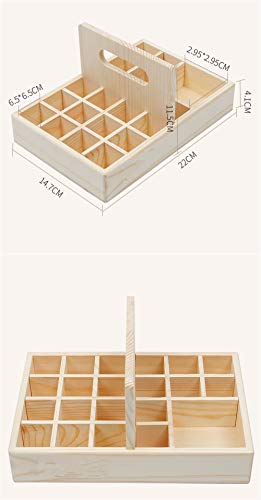VolksRose Essential Oil Storage Box, Wooden Tray Display Rack with Carry Handle Organizer for Jewelry, Small Plant, Diffuser, Nail Polish and More, Holds 21 Bottles #ob07 - Thumbnail 3
