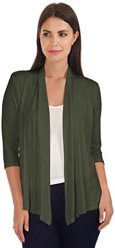 DFF Shop Women's Lightweight Open Drape 3/4 Sleeve Cardigan (Size: S - 5X)