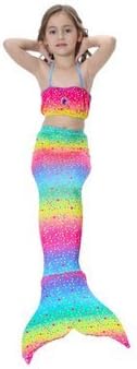 Girls 3 Pcs Mermaid Tail Bathing Suit Swimwear ( Color : Rainbow , Size : 120 )