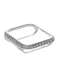 Callancity Metal Rhinestone Crystal 3.0 Joyas de gran diamante Bisel Carcasa Compatible Apple Watch Serie 4 1.575 in (oro blanco cristales), 40 mm