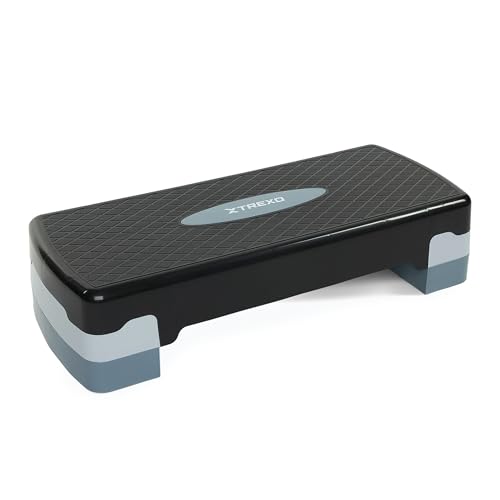 - Caminata aeróbica (68 x 28 cm, altura ajustable, 15-20 cm, polipropileno duradero y TPR de alta calidad, color gris