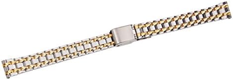Citime Silver &amp; Gold Stainless Steel Band Replacement, Shiny Finish, Hook Buckle, 12mm Strap _ S12003