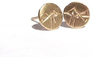 Engraved Birds on Recycled 14k Solid Yellow Gold Post Earrings.