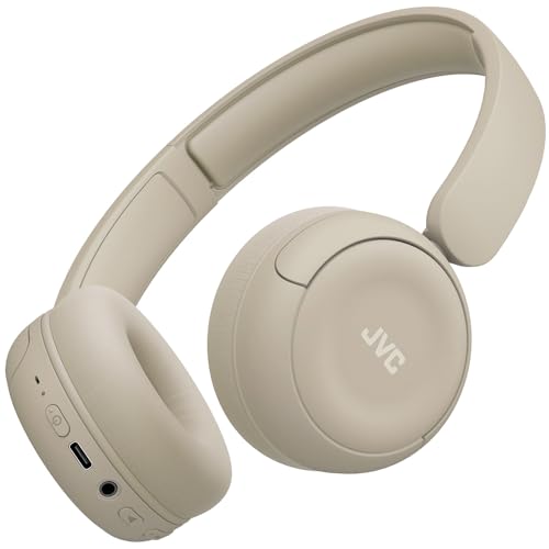 JVC Wireless Headphones with 50H Battery Life, Soft Cushions, Foldable Design, Bluetooth 5.3, Multipoint Connection, App EQ, Built-in Mic – Matte Beige - HAS59WC